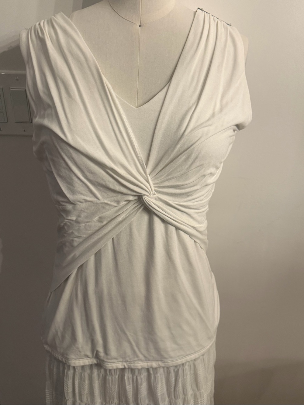 White House Black Market White Twist-Knot V-Neck Camisole